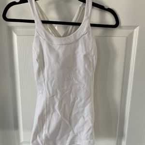 Lululemon White Scoopneck Tank